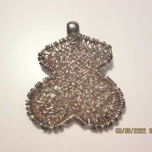 Vintage 999 Rose Silver Vermeil "BEAR" Shape Wire Wrap Pendant